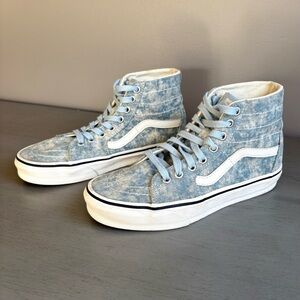 Vans SK8-Hi Tapered Denim Destroy Sneakers Women 7 Unisex Lace Up Retro Classic